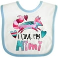 thumbnail image 3 of Inktastic I Love My Mimi Pink and Blue Fox with Hearts Boys or Girls Baby Bib, 3 of 4