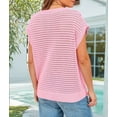 thumbnail image 5 of Women'S Round Neck Hollow Crochet Short Sleeve Top Pink S, 5 of 6