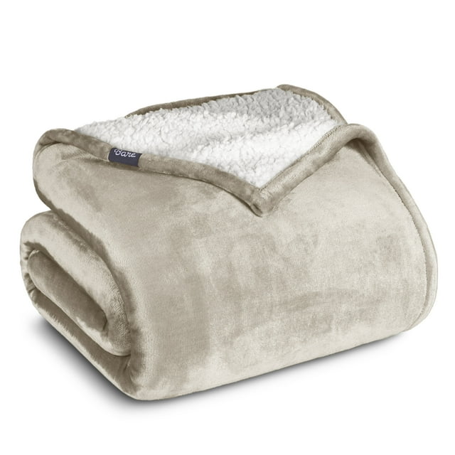 Manta de Cama de Felpa Sherpa Bare Home Reversible Liviana Tamaño Twin/Twin XL Color Ostra