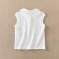 thumbnail image 6 of BXJX Girls Cotton T-shirts, Sleeveless Collared School Sports Summer Tops for Kids White Size 7-8 T, 6 of 9
