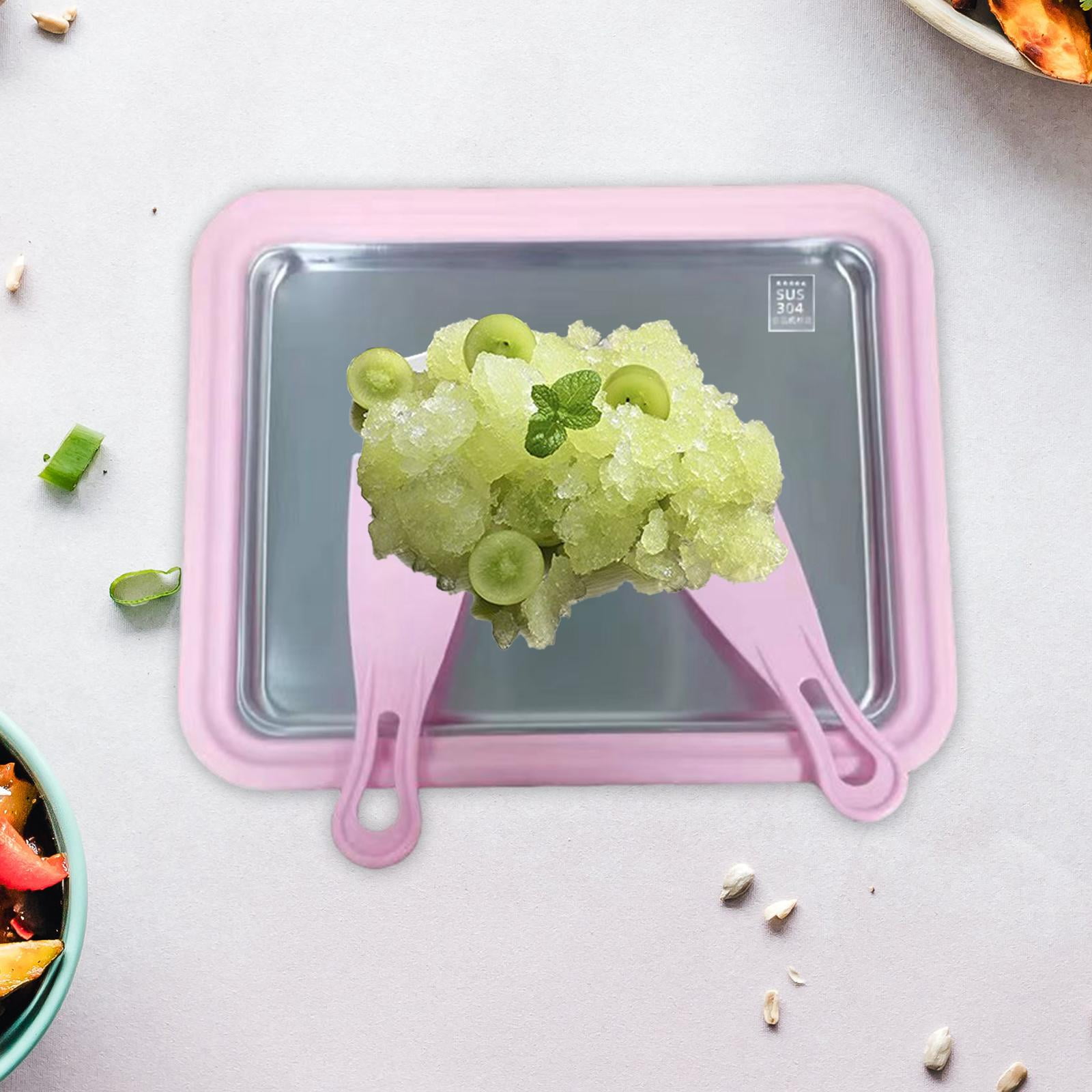 Esquirla Ice Cream Rolled Maker Freeze Yogurts Pan DIY Rolled Cream Freeze Yogurt with 2 Spatulas for Birthday Holiday Children Home