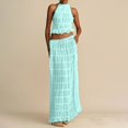 thumbnail image 2 of NMMUED 2 Piece Skirt Sets for Women Maxi Skirt Set Smocked Skirt Set Long Skirt Set Crop Top and Skirt Sets Women, Blue S, 2 of 7