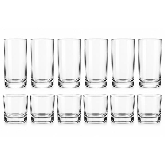 Mainstays Cooler Tennyson Glass Drinkware Set, Clear, 12 Pieces