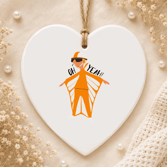 Oh Yeah Vector Classic 2D FLAT HEART Ceramic Ornament