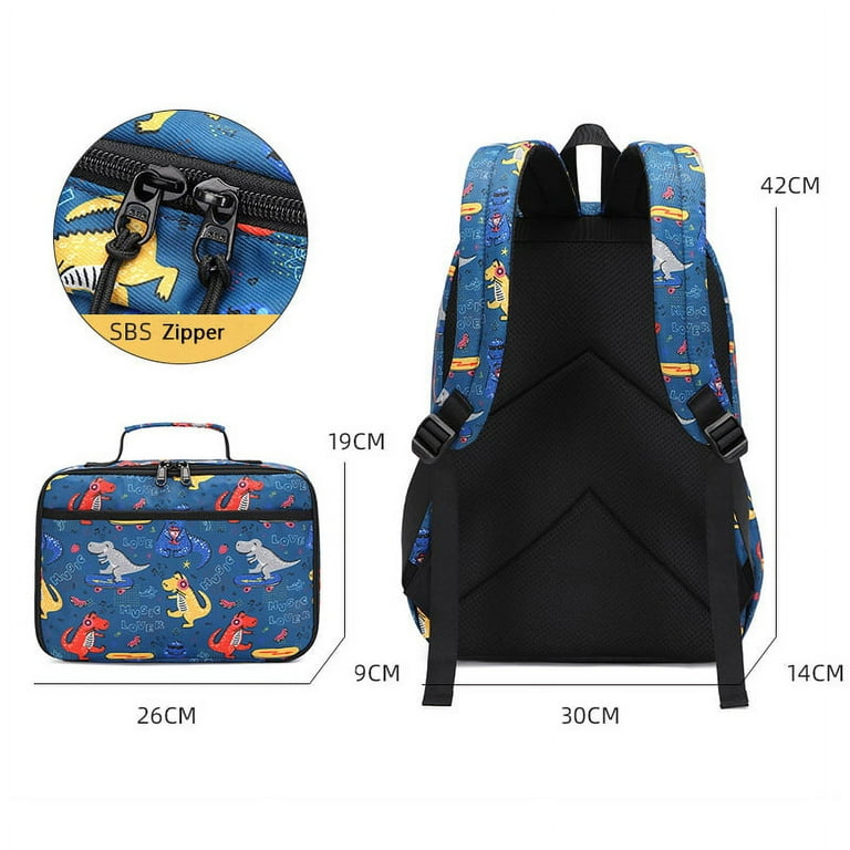 Blue Vehicle Backpack for Kids, Boys Preschool Backpack with Lunch