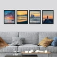 thumbnail image 3 of PixonSign Framed Wall Art Orange Sunset Lighthouse Ocean Prints, Set of 4 Sea Landscape Wall Decor Arts, Nature Wall Décor, Beach Adhesive Canvas Poster, Modern Home Artwork - 8"x10" Black, 3 of 5
