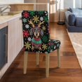 thumbnail image 4 of COEQINE Chair Slipcover Set of 2, Removable Universal Fit Parsons Chair Covers, Machine Washable Polyester Spandex Seat Protector for Wedding Home Decor, Christmas Dachshund Snowflake, 4 of 7