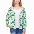 thumbnail image 3 of Xecao Cute Dinosaur Blue Green Print Fishing Shirts for teenager Long Sleeve UV Sun Protection Hoodie with Zipper Outdoor Hiking Shirts-X-Large, 3 of 7