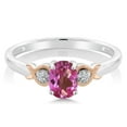 thumbnail image 2 of Gem Stone King 925 Sterling Silver and 10K Rose Gold Pink Mystic Topaz and Diamond Accent Engagement Ring for Women (0.80 Cttw, Gemstone Birthstone, Available in Size 5, 6, 7, 8, 9), 2 of 4