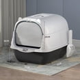 thumbnail image 4 of Inodoro para gatos completamente cerrado, caja de arena para gatos con capucha, contenedor con puerta móvil de dos vías, bandeja de arena para gatos, , negro, 4 of 8