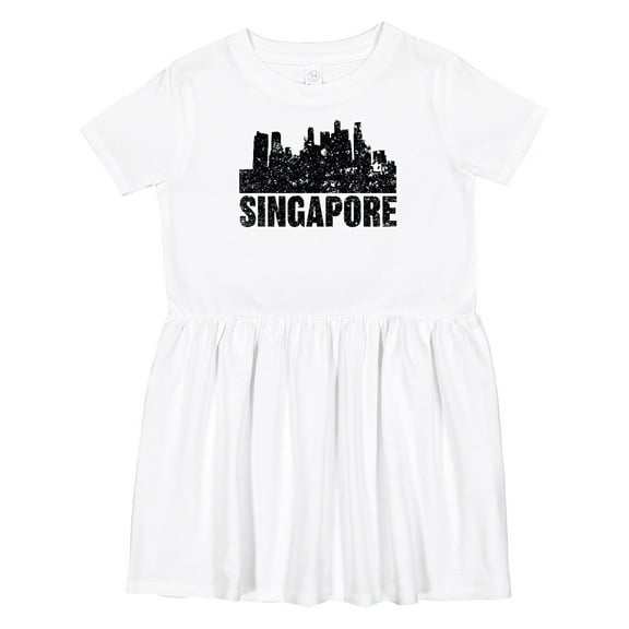 Inktastic Singapore City Skyline with Grunge Girls Toddler Dress