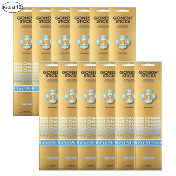 Gonesh Incense Extra Rich- Nag Champa (20 Sticks in 1 Pack) (Pack of 12)