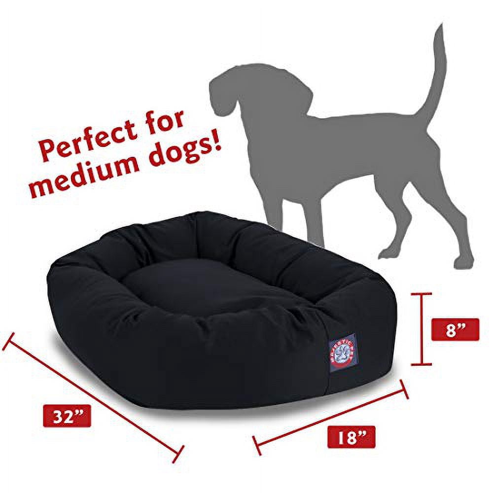 Majestic Pet Poly/Cotton Bagel Pet Bed for Dogs, Calming Dog Bed Washable, Medium, Black