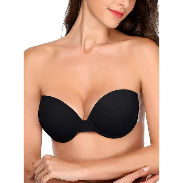2 PCS Adhesive Bra Reusable Strapless Self Silicone Push up Invisible  Sticky Bra for Backless Dress (A, Beige+Black) at  Women's Clothing  store