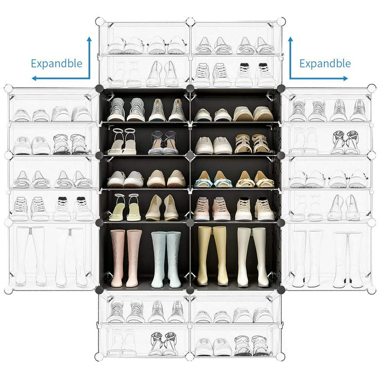 Winado 36 Cubes Portable Shoe Rack Organizer 12 Tiers Shoe Shelf Tower 72  Pairs Shoe Storage Cabinet Stand Expandable Suitable for Heels, Boots