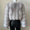 thumbnail image 4 of Abrigo de piel sintética de zorro con cuello en V para mujer, abrigo de invierno cálido de manga larga para mujer, chaqueta de piel de lujo a la moda, prendas de vestir elegantes de peluche 2024, 4 of 5