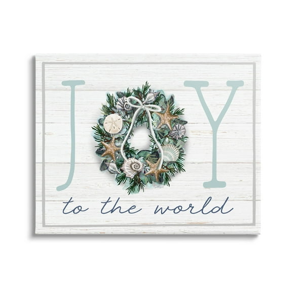 Stupell Industries Joy To The World Nautical Wreath Graphic Art Gallery Wrapped Canvas Print Wall Art, Design by Elizabeth Tyndall