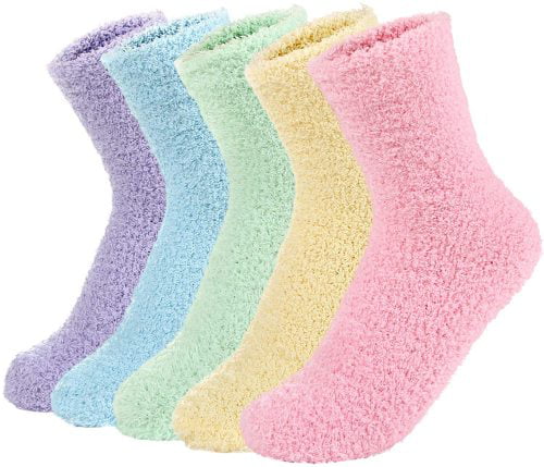Bulinlulu Fuzzy Socks for Women with Grips Plush Fuzzy Socks Sleep Cozy socks Sleep Socks Winter Soft Fluffy Socks 