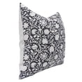 thumbnail image 2 of Fabdivine Block Print Throw Pillow Cover, 14x20 Inch PureLinen Decorative Cushion Cover, Floral Print Boho Design Black Pillow Cover for Sofa and Couch, 2 of 5