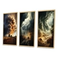 thumbnail image 3 of Designart "Nature s Fury Unleashed" Landscape & Nature Framed Wall Art Set Of 3 - Orange Storms Frame Canvas Set For Living Room Decor, 3 of 6
