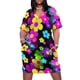 thumbnail image 2 of Vestido elegante de lujo para mujer, estilo retro de los años 60, con pequeñas flores, varios colores sobre negro, holgado y con bolsillos, 2025, largo., 2 of 7