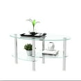 thumbnail image 5 of Royard Oaktree Oval Glass Coffee Table, Modern Transparent Glass Center Table with 3 Tiers Shelves, 5 of 7