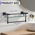 thumbnail image 2 of Estante de cristal para baño SFGSOWOR de 40 cm con toallero negro mate, 2 of 8