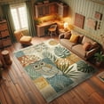 thumbnail image 3 of Ambesonne Mid Century Decorative Rug Carpet, Tropical Leaves Owl, 2' 2" x 3' 7", Jade Green Amber Sea Blue, 3 of 5