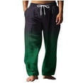 thumbnail image 2 of Pantalones largos para hombre, cintura elástica, transpirables, cómodos, suaves, informales, de playa, de poliéster., 2 of 5