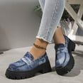 thumbnail image 3 of Mostsola Fashion Denim Lug Sole Penny Loafers for Women Thick Sole Low Heeled Slip on Casual Shoes, 3 of 9