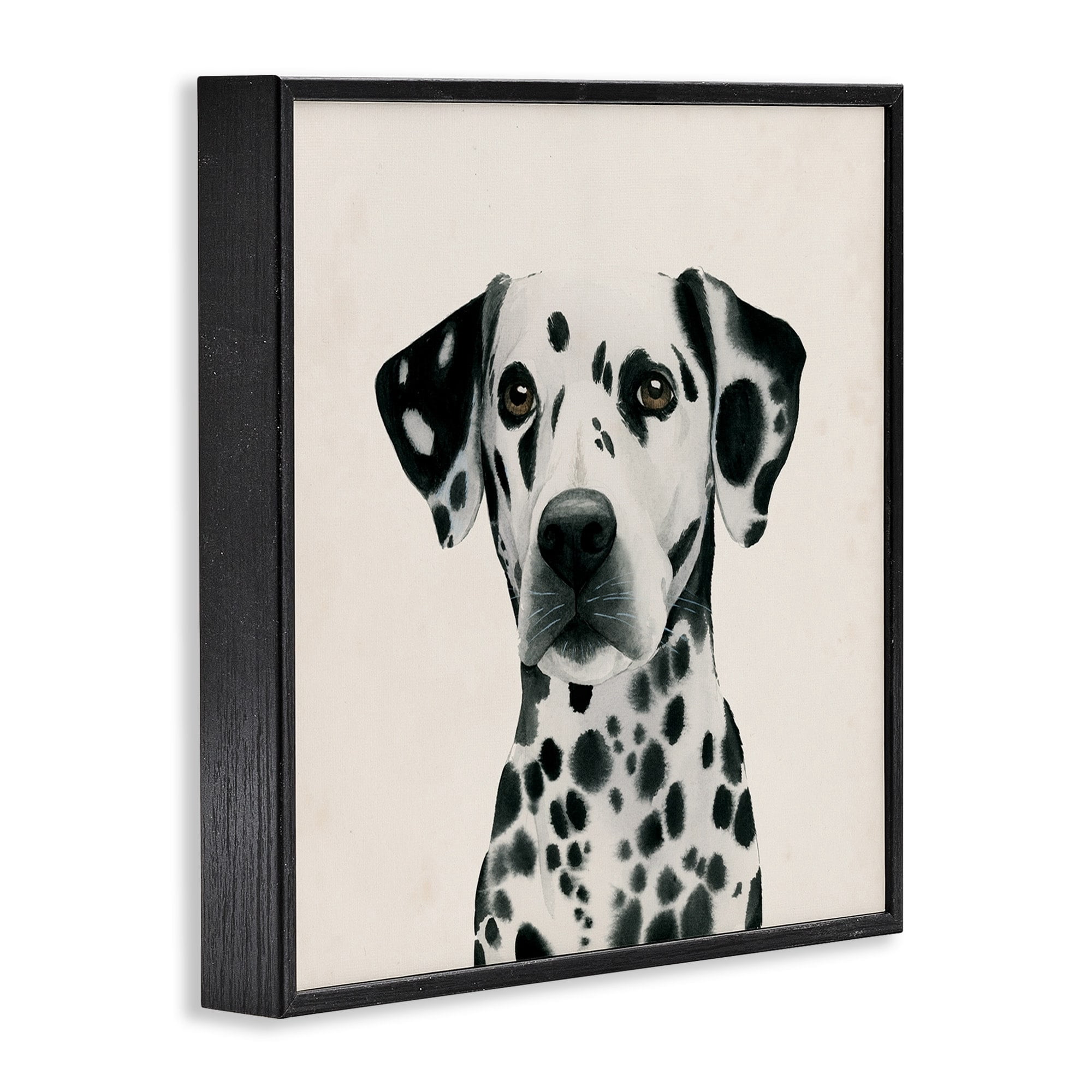 Stupell Industries Traditional Dalmatian Dog Portrait Spotted Pet Framed Wall Art Design by Grace Popp, 12" x 12", Black Framed