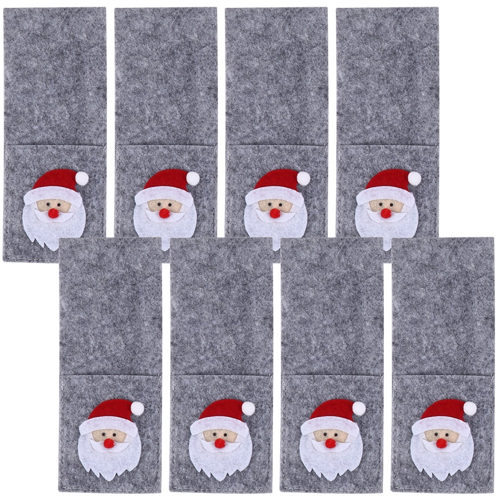 Frcolor 8Pcs Christmas Utensil Holders Christmas Themed Cutlery Holders