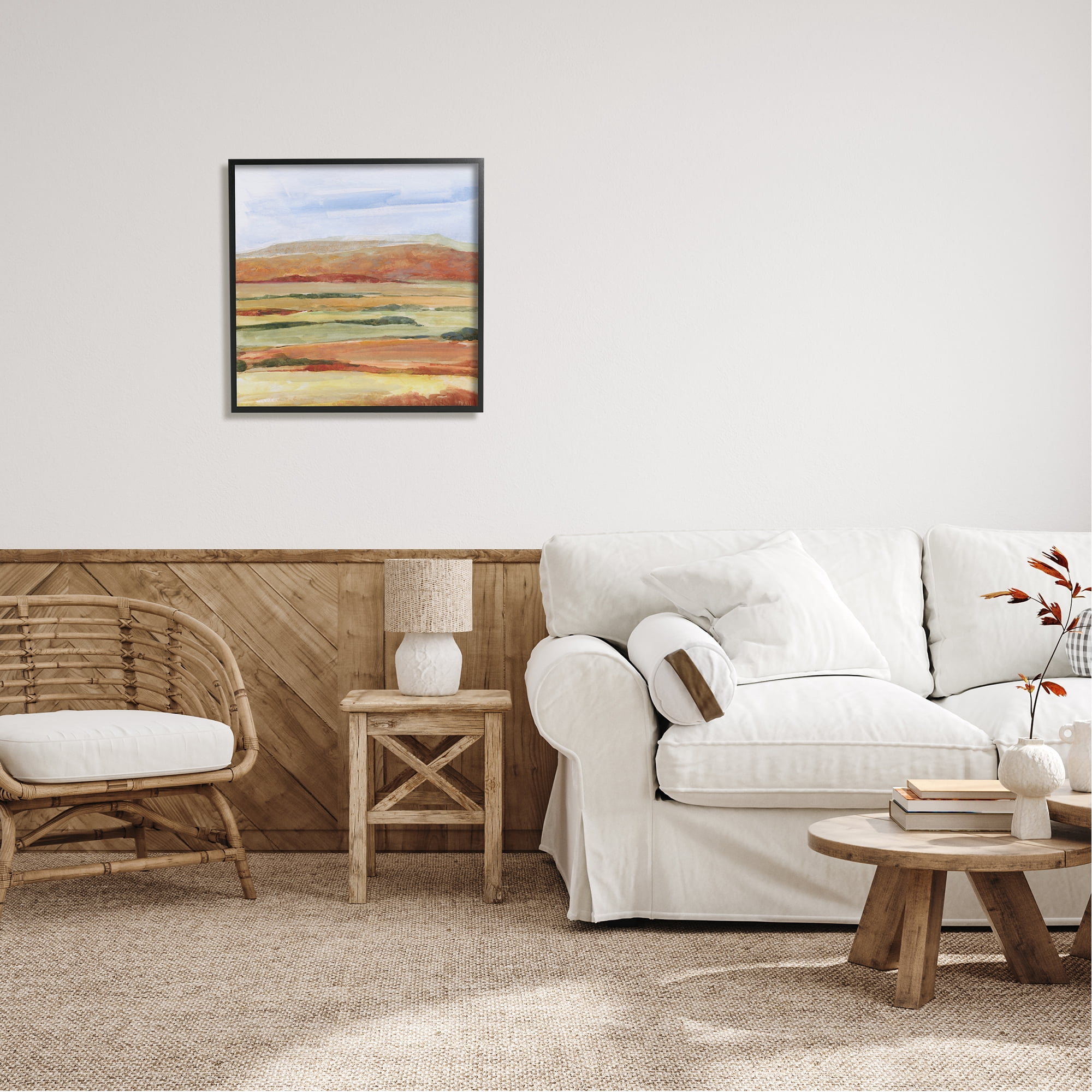 Stupell Industries Abstract Desert Landscape Abstract Painting Black Framed Art Print Wall Art, 24 x 24