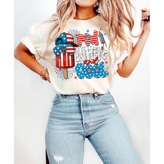 4th July Shirt, Red White And Cool Tshirt, American Popsicle Tee, Unisex Cotton T-Shirt, Size S-3XL
