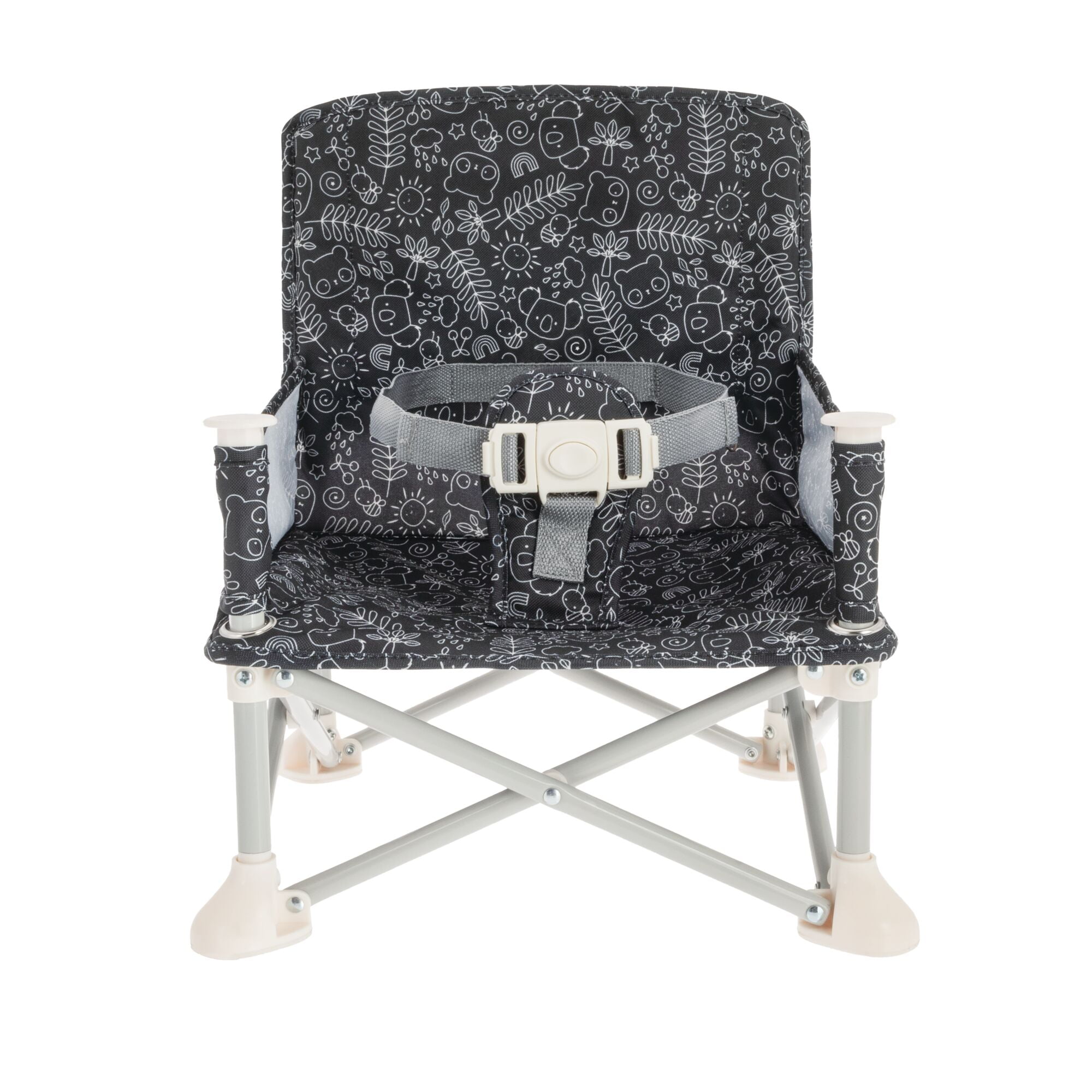 Nuby Pop-Up Portable Booster Seat with Removable Tray, Black and White