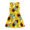 thumbnail image 4 of Renewold Sunflowers Girls Princess Tank Dress Size 5-6 Years Blue Butterfly Round Neck Midi Sundress Fashion Sleeveless Party Beach Skater Dresses Kids Gifts, 4 of 6