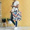 thumbnail image 4 of FORMRS Womens Canvas Tote Bag with Zipper Inner Pocket Shoulder Handbag, Blue Geometric, 4 of 7