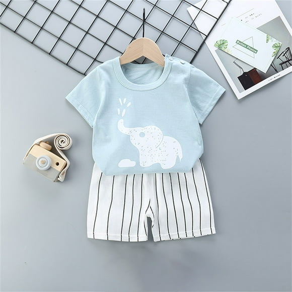 LSLJS Toddler Infant Baby Boy Summer Shorts Set Cartoon Print Pattern Short Sleeve T-Shirt Top and Casual Shorts Outfit Clothes, Summer Savings Clearance