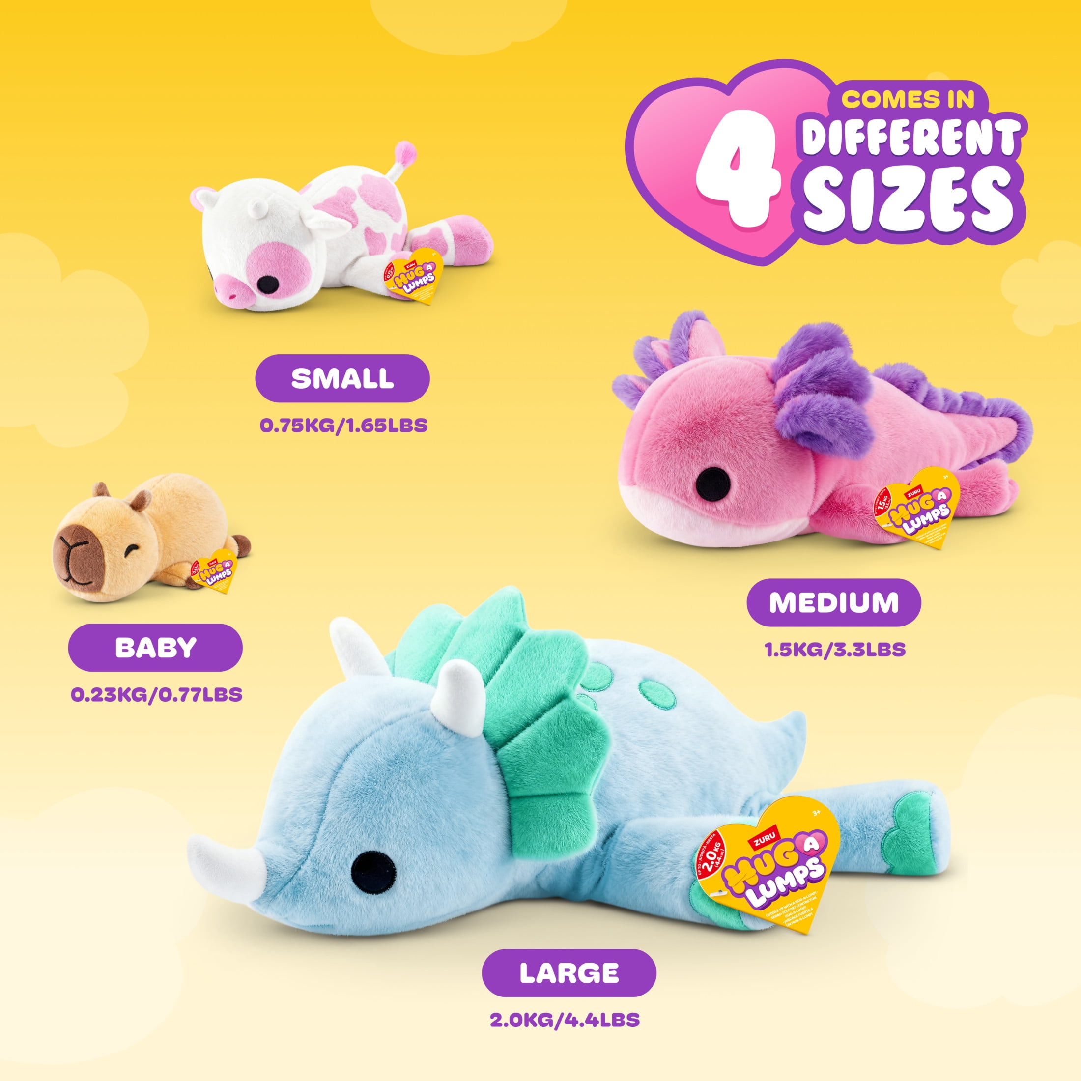 Hug a Lumps Clover the Cow by ZURU - Medium 3.3lbs Cuddly Squishy Weighted Plush Toy for All Ages