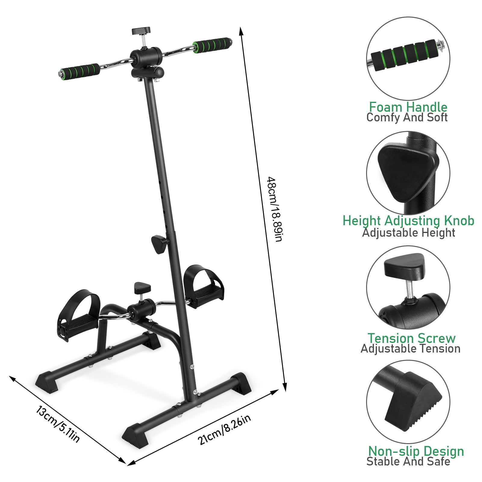 Happydeer Elderly Pedal Exerciser Bike, Hand Arm Leg Knee Peddler, Adjustable Exercise Bike Fitness Equipment for Seniors, Black