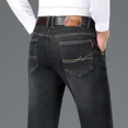 thumbnail image 3 of Pantalones vaqueros elásticos para hombre, rectos, con bolsillos, para trabajo, estilo retro, años 90, estilo gótico, 3 of 5