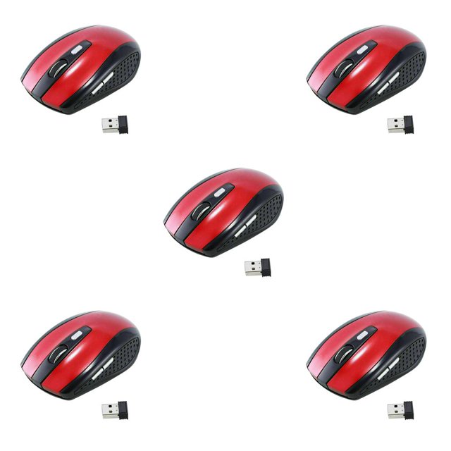 Injueey Ratón inalámbrico de 1600DPI para ordenador, receptor USB óptico de 2,4G, ratón programable ergonómico para jugadores de PC y portátiles Type5 NO5