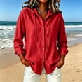 thumbnail image 2 of Evdexr Women's Hoodies Button Down Drawstring Linen Shirts Summer 2026 Long Sleeve Hiking Blouses Breathable Solid Lightweight Outdoor Shirts M, 2 of 6