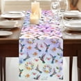 thumbnail image 3 of Table Runners 36 Inches Long Dress Scarves, Pink Purple Hummingbird Farmhouse Kitchen/Dining Table Runner, Short Coffee Tablerunners, Spring Watercolor Flowers Leaf Plant 13x36 Inch, 3 of 9