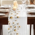 thumbnail image 3 of White Spring Floral 36 Inch Table Runner, Watercolor Daisy Vintage Flower Farmhouse Dresser Scarf Cotton & Linen Tablerunner for Dining/Kitchen Island/Holiday Party Décor Small 13" x 36", 3 of 9