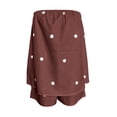 thumbnail image 4 of Vdoaml Women 2 Piece Matching Set Ladies Strapless Tube Top Shorts Loose Casual Polka Dot Summer Lounge Outfits L Brown, 4 of 4