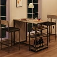 thumbnail image 1 of Royalbelle 1+2 Set Dining Table,Kitchen Table with 2 UpholsteRed Bar Chairs,3 Large Storage Shelves,Kitchen Bar Table Set for Small Space,Apartment,Studio,Breakfast,Grey, 1 of 8