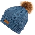 thumbnail image 2 of Women's Winter Fleece Lined Cable Knit Pompom Beanie Hat, 2 of 57
