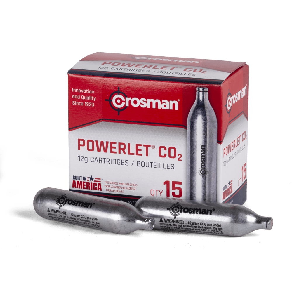 Crosman 12 Gram CO2 Powerlet, 15 Ct, C2315, for AirGuns and Paintball