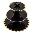 thumbnail image 1 of Soporte de cartón de 3 niveles para cupcakes, pasteles, postres, torres, recepciones de cumpleaños y dulces. Negro, 1 of 9